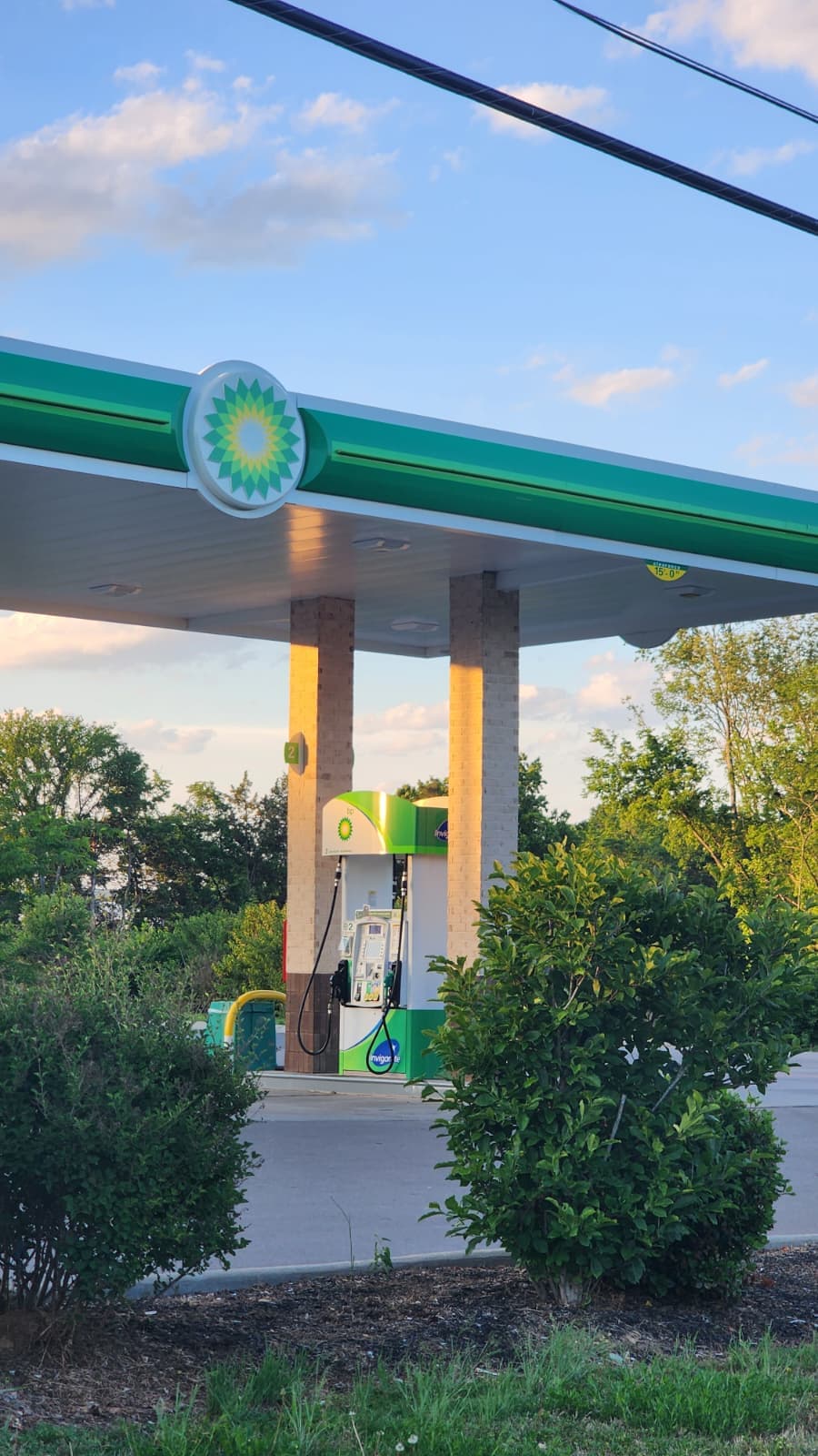 Rock Springs Market BP gas pumps at golden hour, Smyrna TN